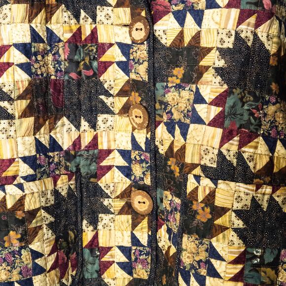 Donna Sharp Women’s Coat Eclectic Grandpa Y2K Quilted Pattern Patchwork Size XL - Picture 4 of 10